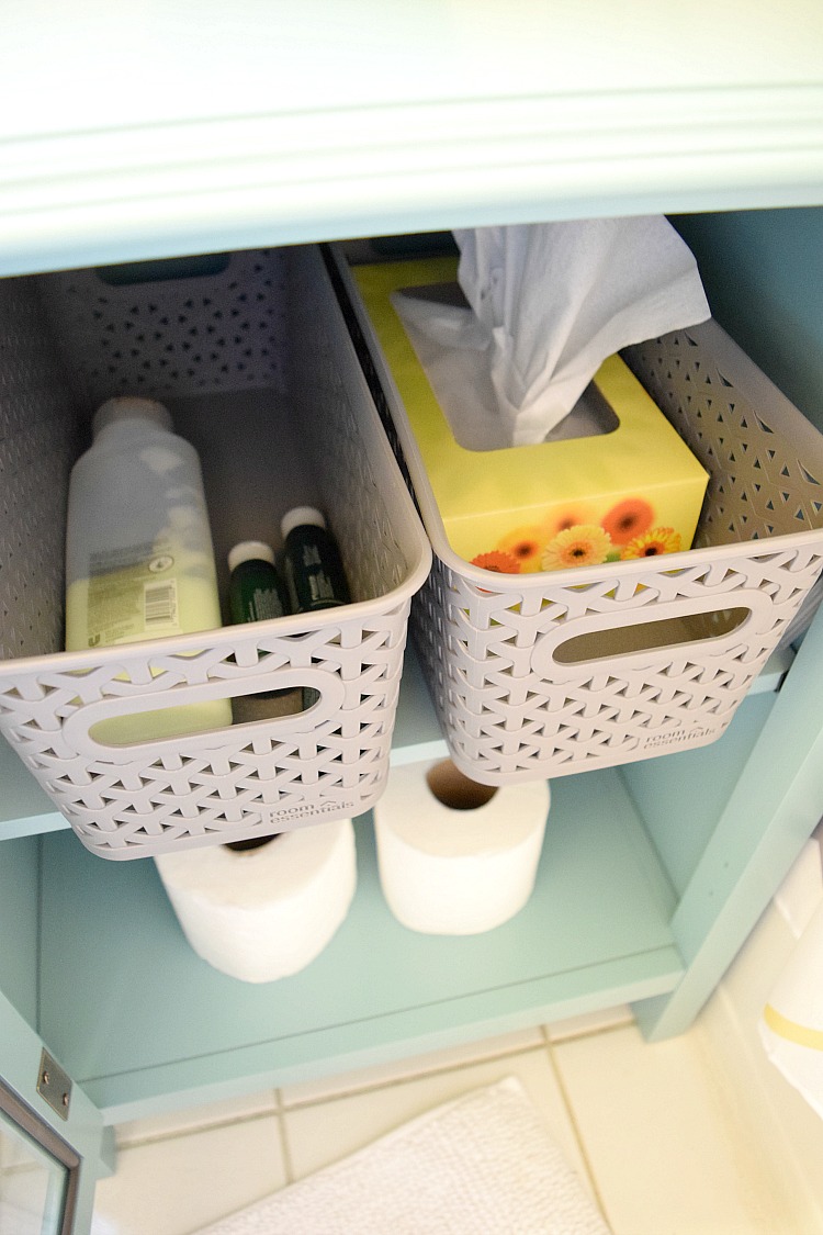 organized bathroom cabinet