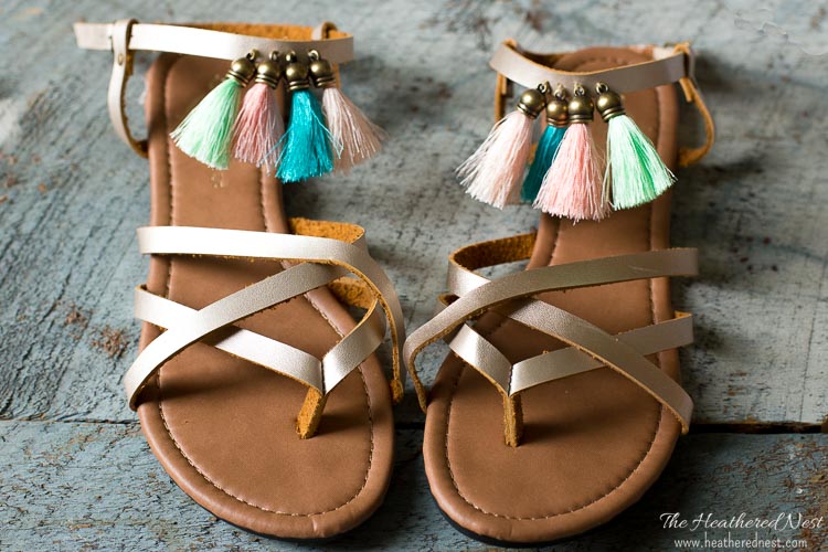 DIY fringe sandals from The Heathered Nest