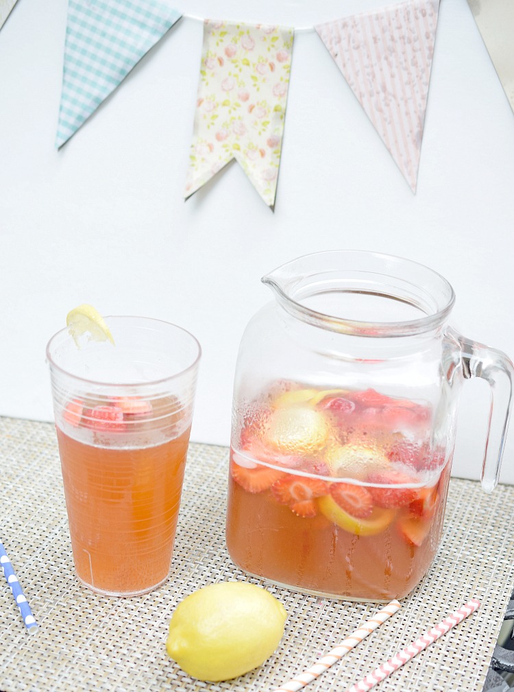 Strawberry lemonade iced tea, a delicious summer drink