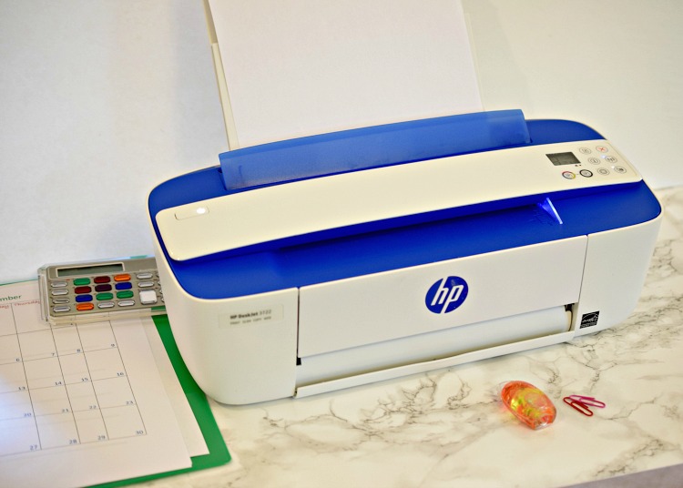 The HP 3722 printer prints wirelessly from a laptop or any mobile device