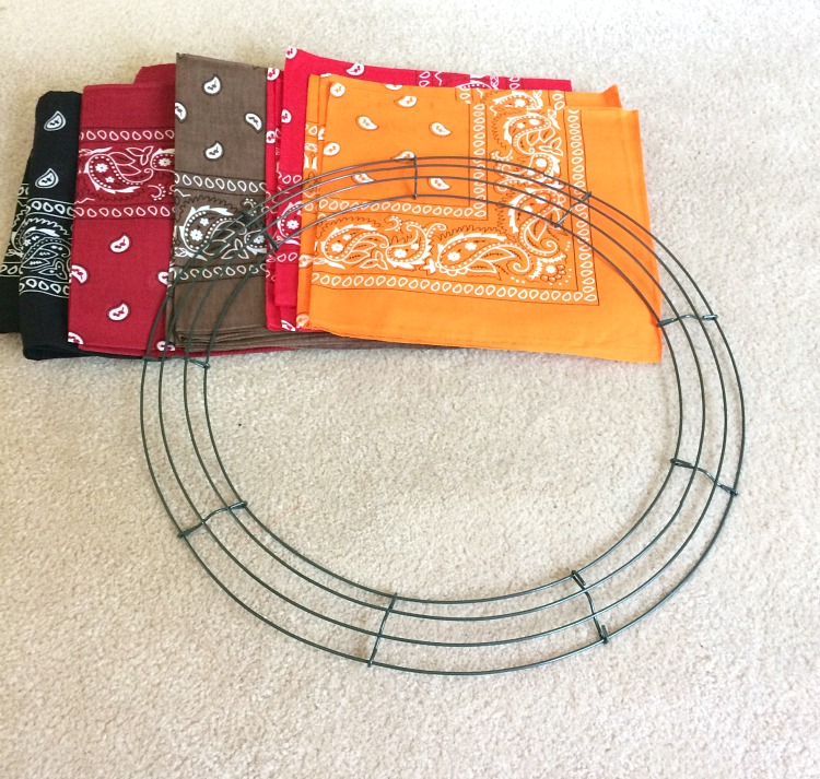 Supplies for an easy fall bandana wreath