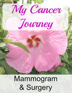 My Cancer Journey - a positive mammogram and a lumpectomy