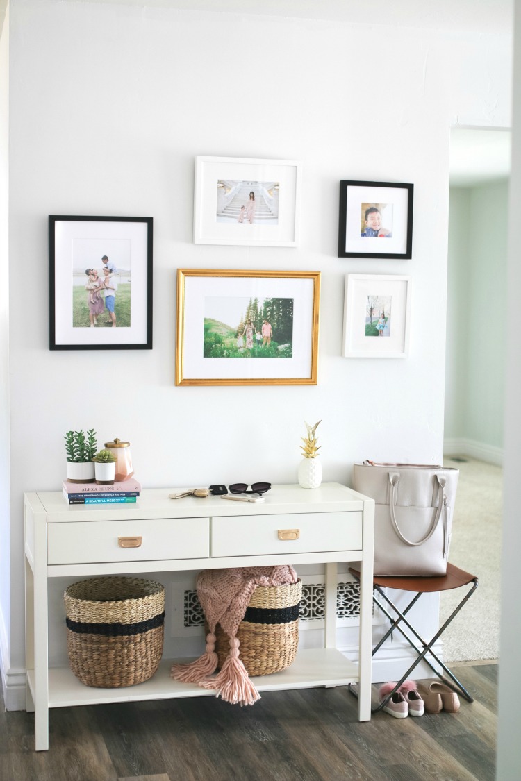 I love this stylish entryway and mud room area by Sandy a La Mode