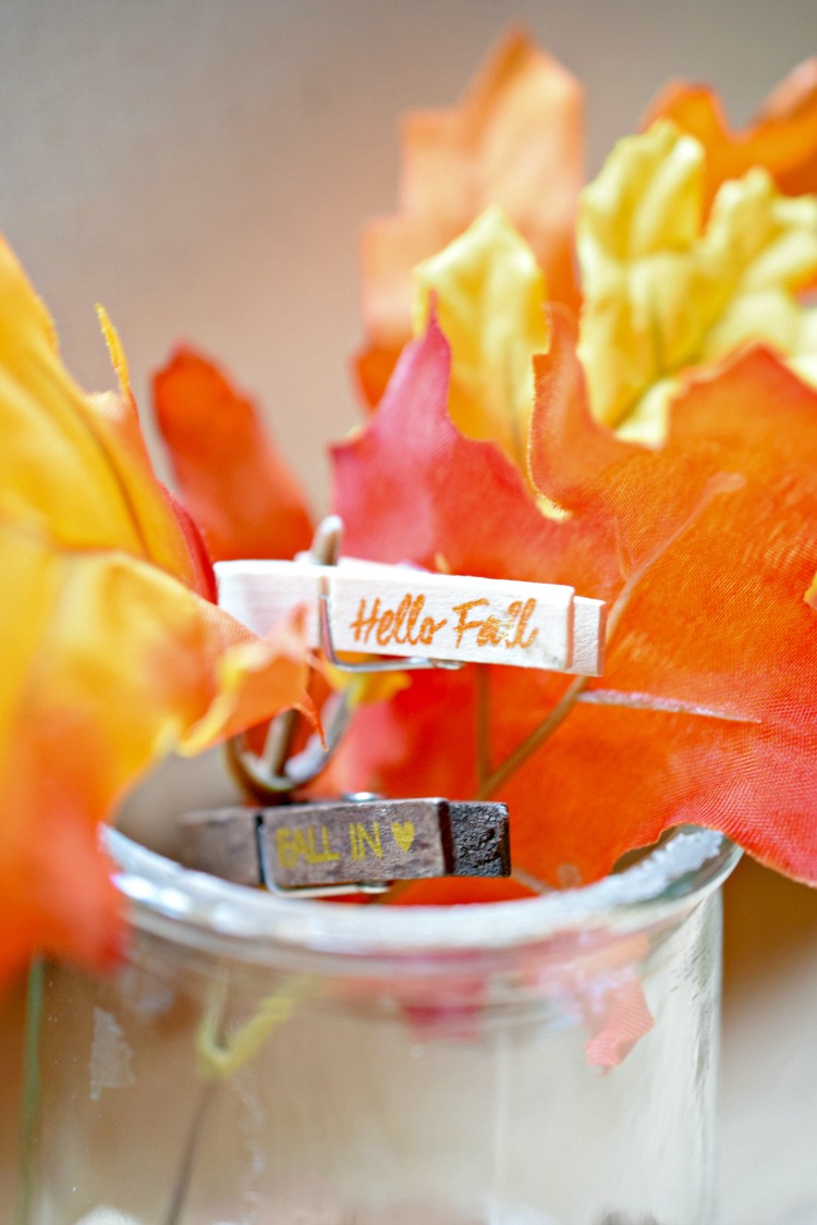 fall foliage and fall craft clothes pins