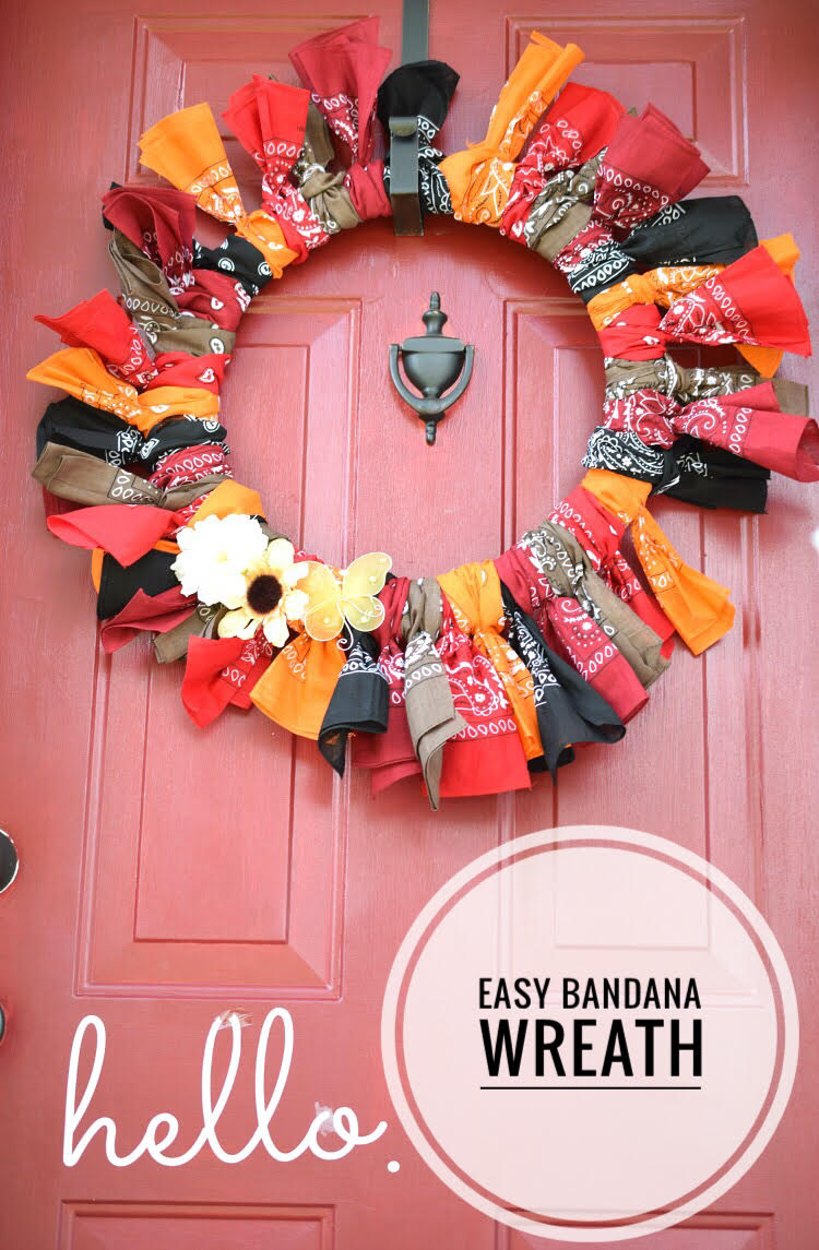 You can add fall color to your fall door within minutes with this easy to make fall wreath.