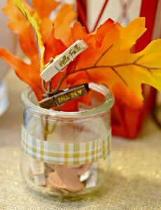 Decorate cute glass yogurt jars to use as a collection spot to create a fall bucket list