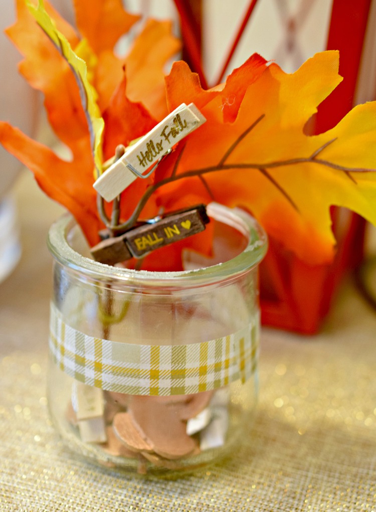 Decorate cute glass yogurt jars to use as a collection spot to create a fall bucket list