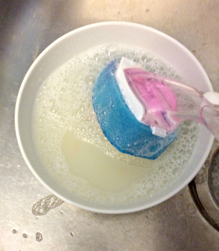 using a Scotch-Brite dishwand for cleaning dishes