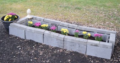 easy front yard cinder block planting bed