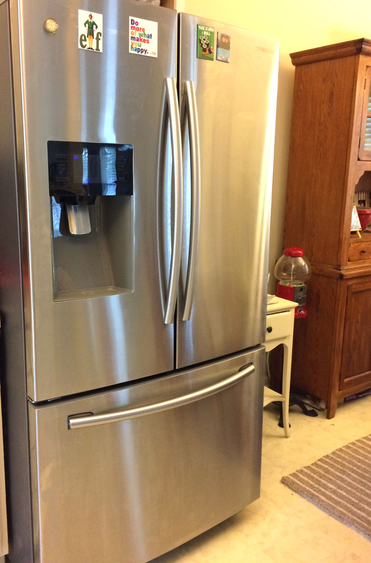 clean stainless steel fridge