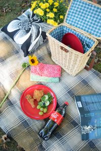 Fun fall picnic with fried chicken and Coca-Cola