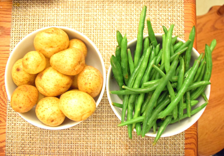 fresh potatoes and green beans