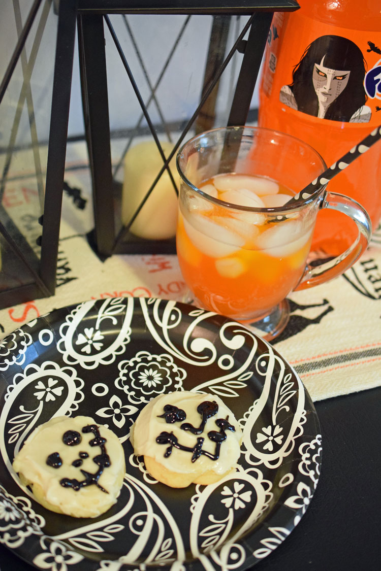 Easy iced skeleton sugar cookies with buttercream icing for a Halloween party