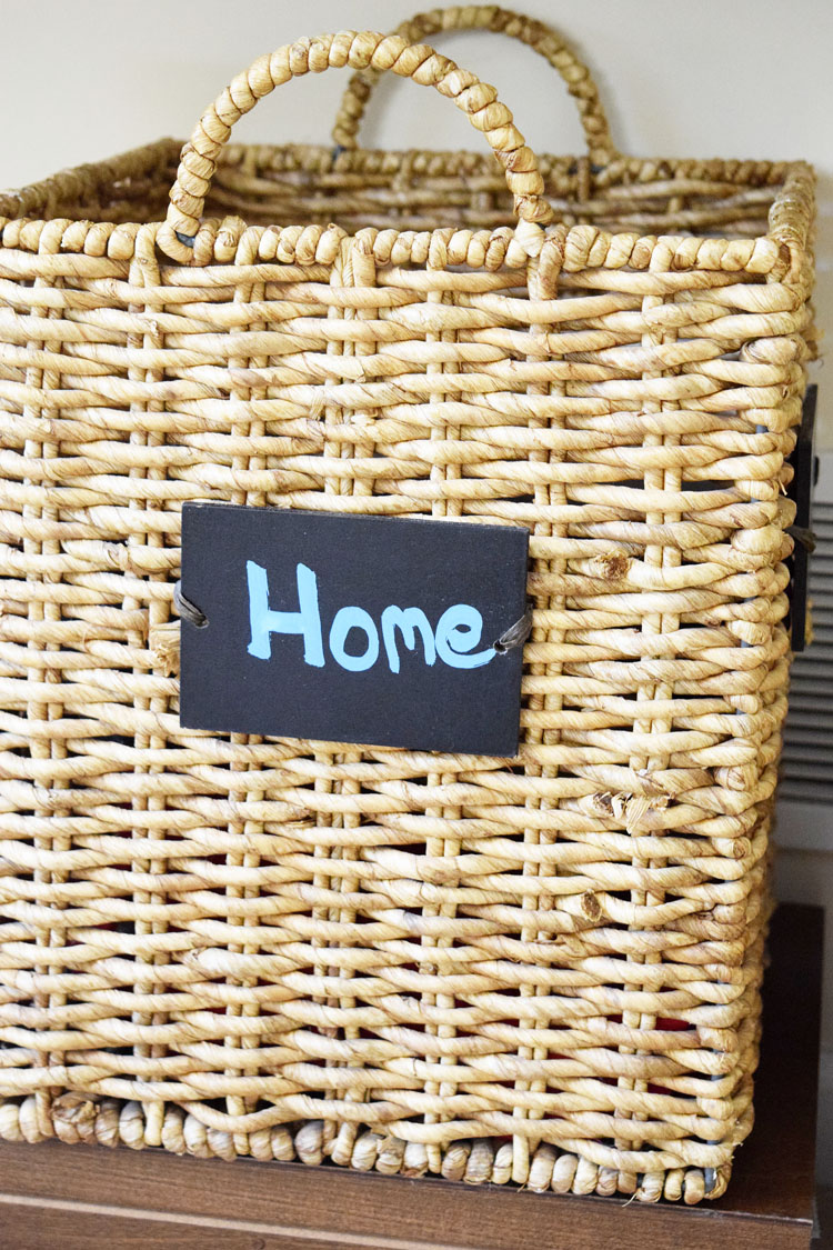 chalkboard label wicker basket