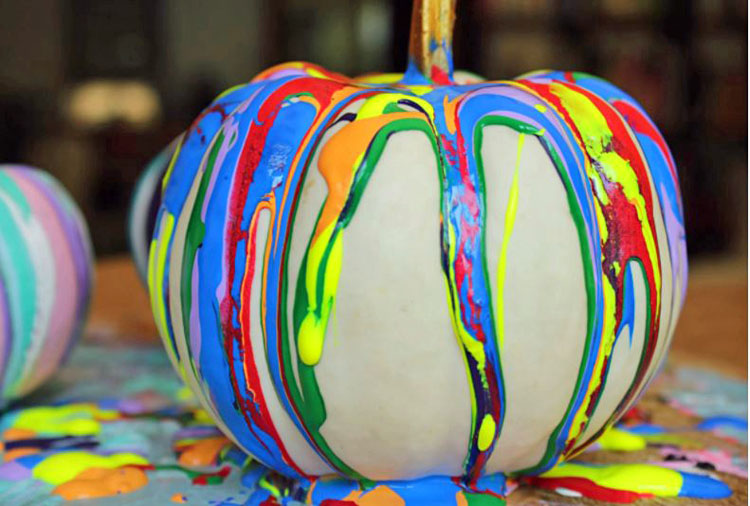 paint drip pumpkins by Bebe and Bear