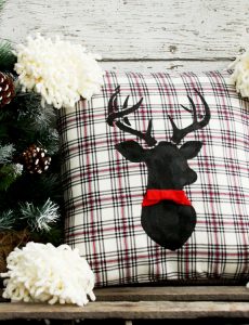 DIY stenciled flannel deer pillow