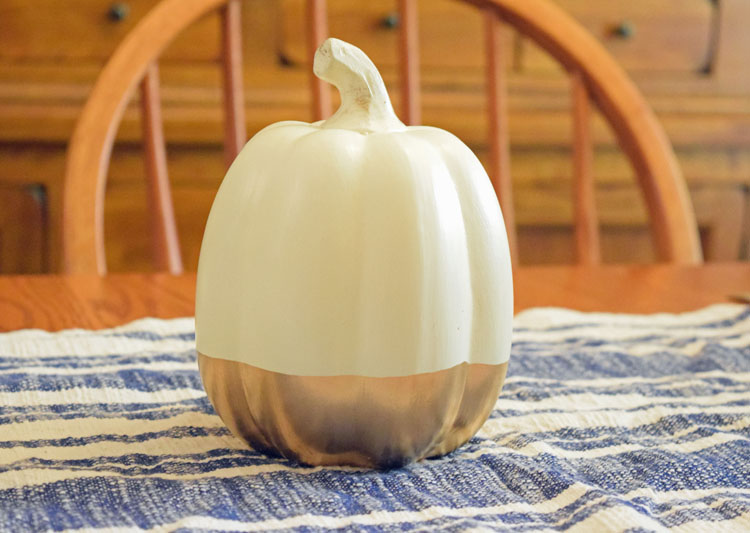 gold dipped white ceramic pumpkin from Oriental Trading
