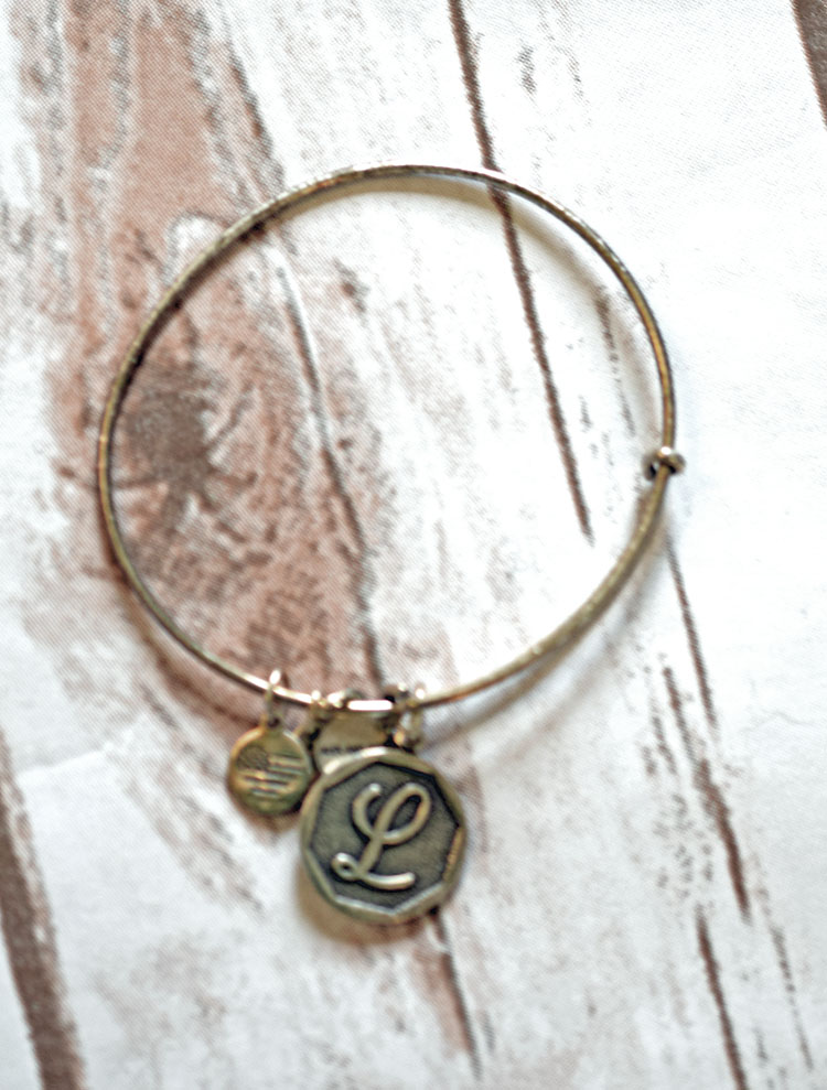 silver initial bangle bracelet