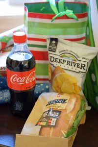 Enjoying a deli meal deal at Stop and Shop while wrapping gifts makes gift wrapping so much more fun and easy