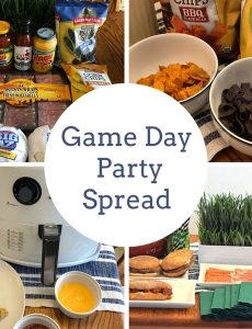 These appetizers, fresh cheeses and meats make for a delicious food party spread for the big football game