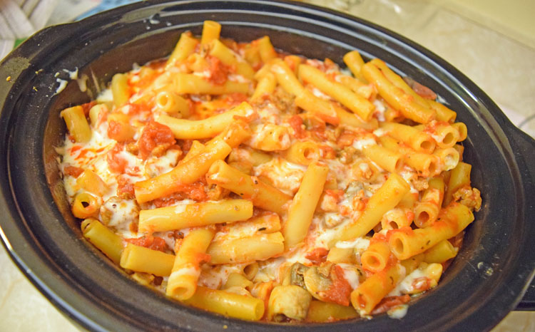 slow cooker baked ziti with sausage recipe