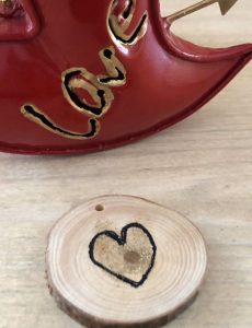 DIY wood slice heart token for Valentine's Day