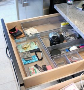 an organized junk drawer by Jen of Iheart Organizing
