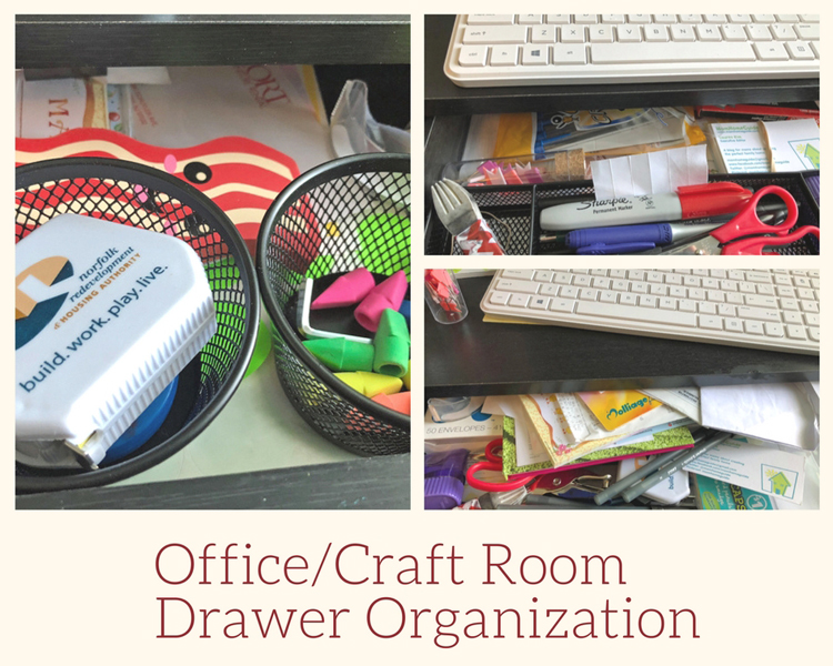 how to organize an office/craft room drawer with dollar store items
