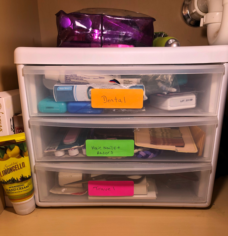organized bathroom drawers
