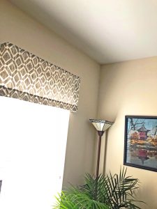 geometric gray window valances