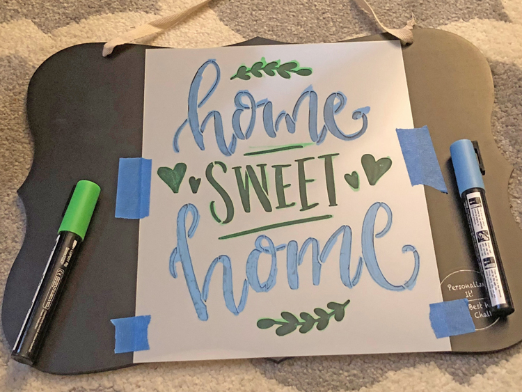 stenciling a home sweet home sign
