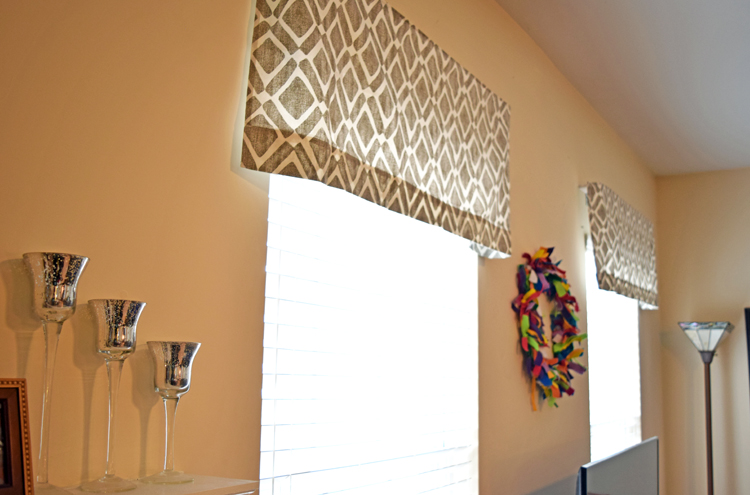 gray geometric window valances