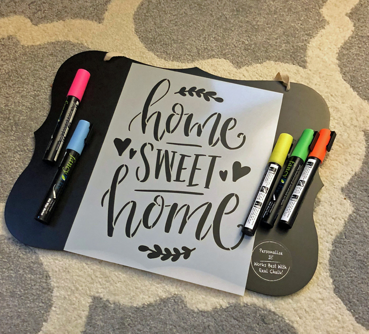 supplies for stenciling a home sweet home sign