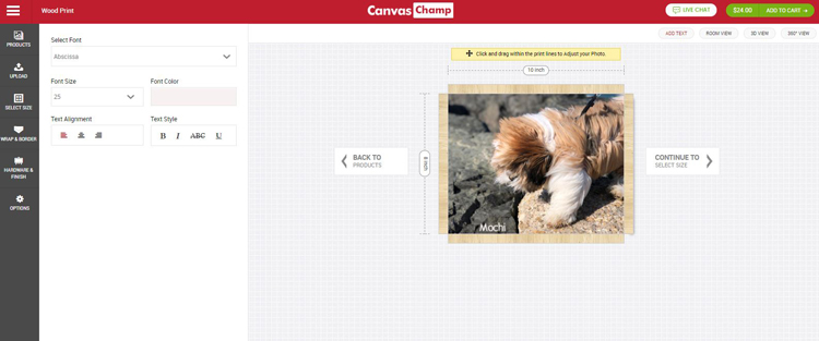 how to create a wood print with a photo on CanvasChamp