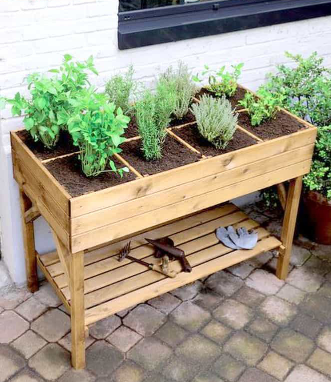 A raised patio planter featured on A Piece of Rainbow