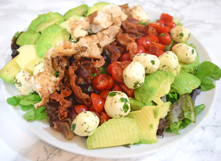 avocado caprese chicken salad