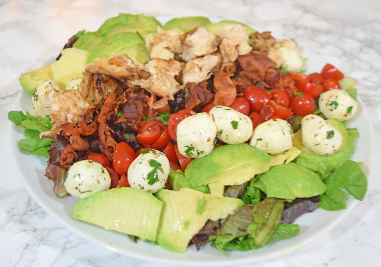 grilled chicken bacon avocado caprese salad recipe