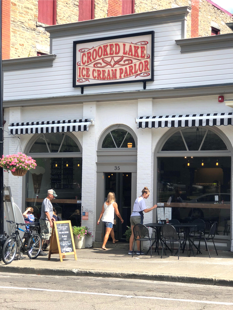 crooked lake ice cream parlor in Hammondsport, New York on Keuka Lake