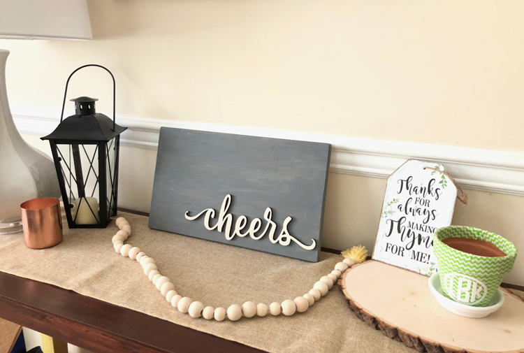 rustic farmhouse decorated console table