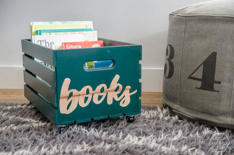 diy rolling book crate by Lemon Thistle