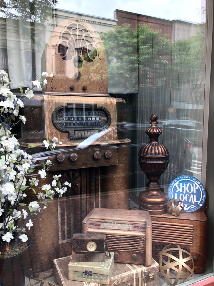 downtown Corning New York shop window display