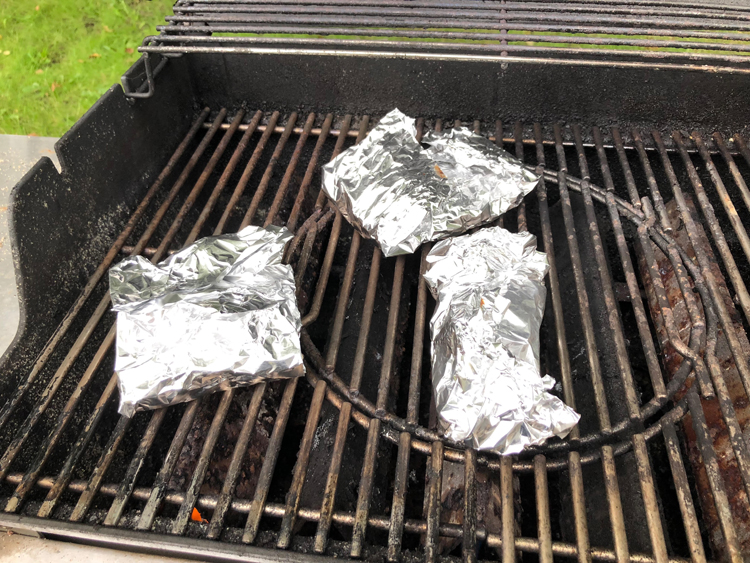 foil meatball packets on the grill