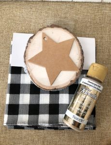 supplies for an easy but adorable wood slice ornament