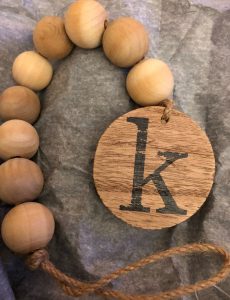 monogrammed wood bead garland