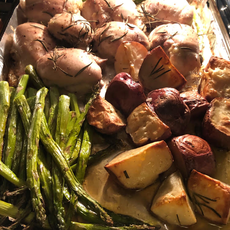 This rosemary chicken and potato sheet pan dinner with asparagus is delicious and so simple to make!