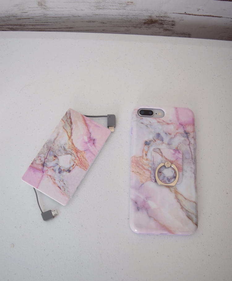 Violet Sky phone case, portable charger and phone ring