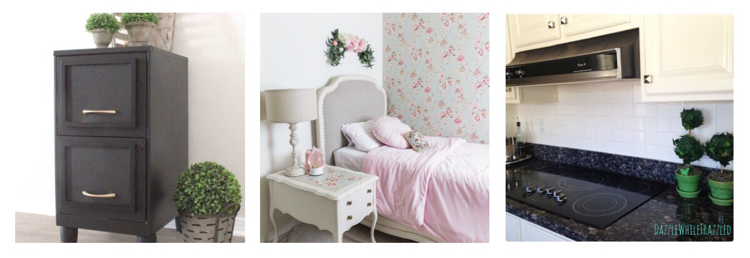 Love this remodeled filing cabinet, sweet girl's bedroom and subway tile backsplash