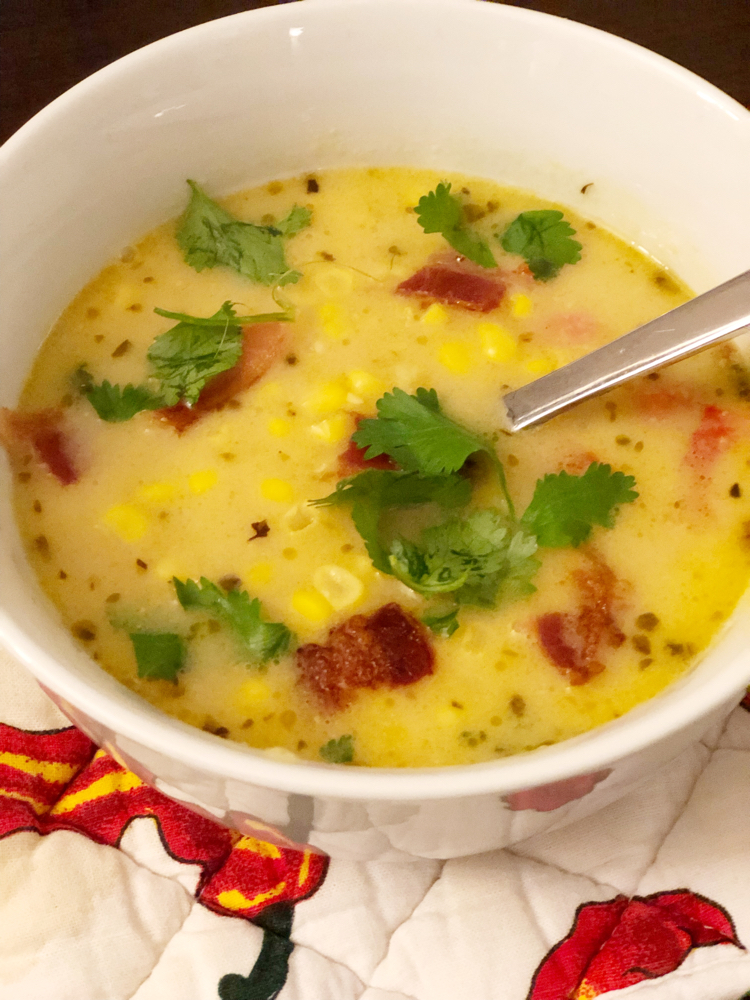 This bowl of coconut corn chowder with potatoes is so easy to make and is incredibly delicious!
