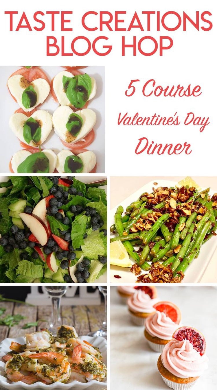 I love these ideas for a Valentine's Day meal -- from the appetizer, veggies, salad, main dish to the dessert!