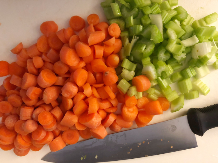 chopped celery and carrots